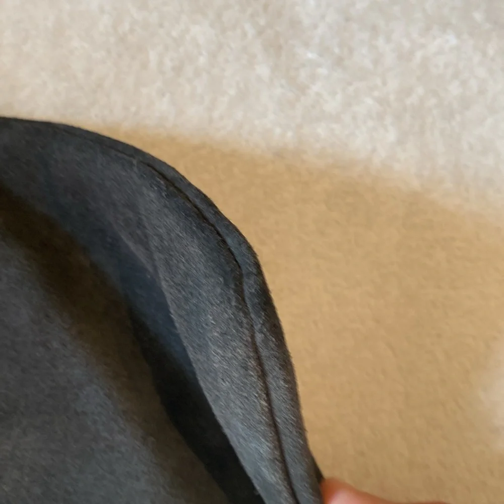 Moss Copenhagen dark gray suede zippered pouch 11 x 8